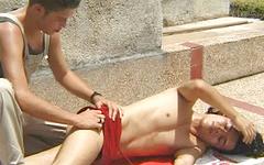 Watch Now - Poolside sex in public gets these two twenty-year-old latino hotties off