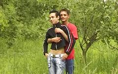 Regarde maintenant - Scruffy amateur twinks suck and fuck outdoors with a facial finish