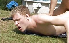 Handsome jock fucks the brains out of a blonde twink outdoors - movie 3 - 6