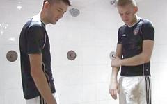 Watch Now - Brit footballers 69 and fuck in the shower after practice