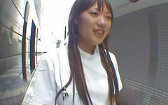 Guarda ora - Naughty asian nurse with tiny tits and a hairy pussy gets a creampie