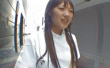 Herunterladen Naughty asian nurse with tiny tits and a hairy pussy gets a creampie