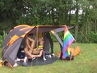 Twink scouts with big cocks have a threesome in tent on a camping trip - movie 4 - 7