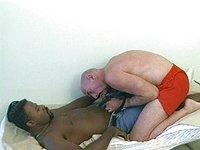 Watch Now - Mature man sucks and fucks with black muscle hunk in interracial sex scene