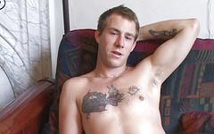 Scruffy tattooed amateur jock Cory Woodall gets a handjob - movie 4 - 7