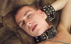 Cute UK twink Adam in a BDSM-themed solo masturbation session - movie 2 - 5