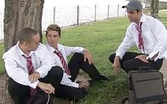 Watch Now - Three twink schoolboys get down for some intense group sex