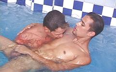 Muscle hunks have a threesome by the pool - movie 1 - 3