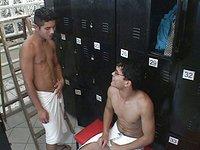 Watch Now - Latino jocks fuck in the gym locker room