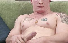 Muscle jock with tats watches porn and jacks off - movie 4 - 6