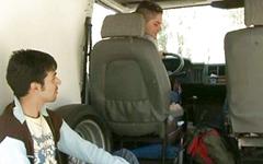 Three jocks with big dicks have a threesome in a van - movie 1 - 2