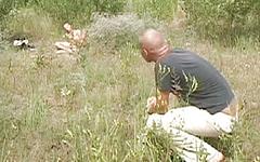 Mature muscle hunks suck cock in an outdoor field - movie 2 - 3