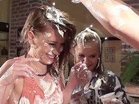 Lesbians covered in pudding make out and fuck - movie 2 - 3