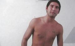 Straight Latino jock with hairy legs squirts his load - movie 4 - 3