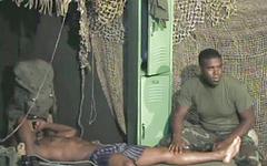 Ver ahora - Black military jocks fuck bareback in their tent