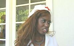 Regarde maintenant - Busty black nurse fucks and sucks in sexy white garters and fishnets