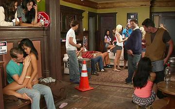 Download Slutty brunette gets banged on a frat house couch