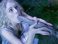 Katie Morgan sucks on a magical tree dildo and it jizzes on her face. - movie 5 - 4