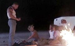 Claudia and Renee in a group fuck scene outdoors that ends with cumshots - movie 2 - 2