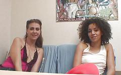 Ver ahora - Black and white brunettes get fucked in an audition