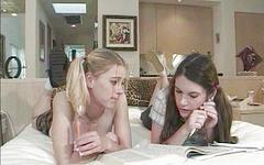 Blonde and brunette coeds get fucked up the ass by their study buddy - movie 4 - 2