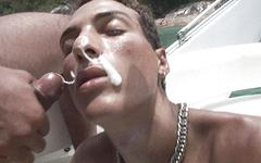 Two studs have sweaty anal sex on a boat in public view - movie 6 - 7