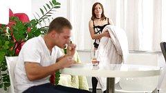 horny brunette in lingerie rides a hung stud in the kitchen - movie 2 - 2