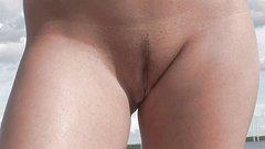 Brunette goes skinny dipping after striptease on the beach - movie 4 - 4