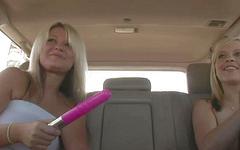 Big breasted blondes make out with dildos in a limo - movie 6 - 7