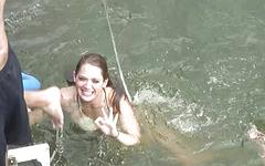 Ver ahora - Horny brunette jumps in the water