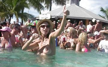 Download Sexy wet t-shirt contest around a stripper pole at beach party