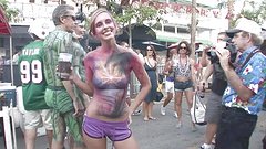 topless women wear nothing but body paint to cover their tits in public - movie 2 - 6