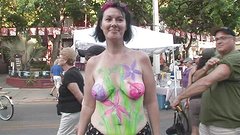 topless women wear nothing but body paint to cover their tits in public - movie 2 - 7