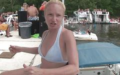 Girl-on-girl make-out session gets the pontoon party going - movie 1 - 2