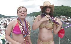 Topless bikini dancing at the pontoon party gets 4 girls hot - movie 2 - 2