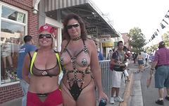 Sexy MILFs show off tits and ass in paint and lingerie at Mardi Gras - movie 1 - 6