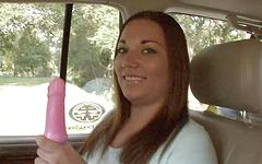 Watch Now - Brunette dreamgirl masturbates with pink dildo on country roads