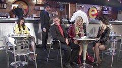 Two hot blonde Eurobabes in public threesome in trendy cafe - movie 1 - 2