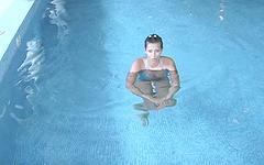 Black Diamond's a horny Latina who gets out of the pool to suck thick cock join background