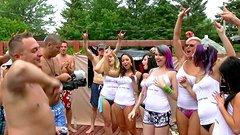 Wet t-shirt contest leads to threesome orgies in the pool - movie 2 - 2