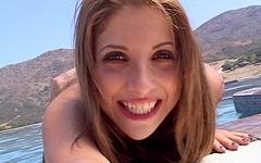 Karina Kay enjoys a facial at the beach join background