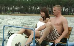 Regarde maintenant - Coed with dark hair gets fucked on a boat with cum on her giant tits