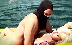 Blonde in raft sends pirate overboard with pleasure - movie 2 - 2