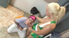 Cheerleader Laela Pryce uses strap-on to tame pervy coach - movie 1 - 3