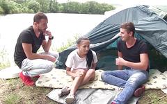 Nicole Love gets cuffed between two cocks while camping - movie 2 - 2