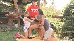 Two couples have a little group orgy outdoors during sex camp - movie 1 - 2