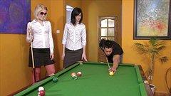 Naughty billiards game has a stud tied to the table by two sluts - movie 2 - 2