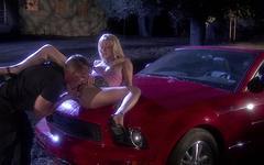 Katarina Kat hikes her leg up on the hood of a sports car for deep sex - movie 1 - 3