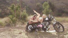 Lindsay Meadows has her pussy hammered on a motorcycle and swallows - movie 1 - 3