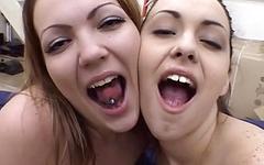 Teens tag team to throat and tongue stroke until your nuts are dry join background